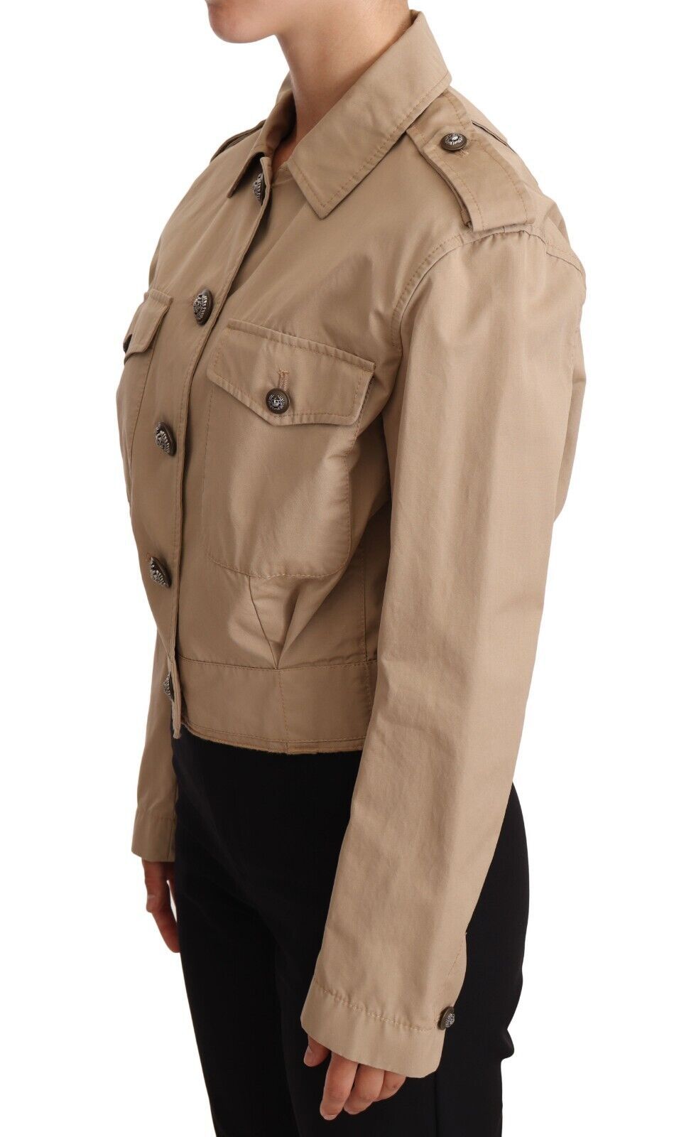 Edle Cropped-Baumwolljacke in Beige