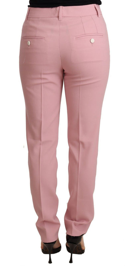 Pantalones elegantes de lana de corte cónico en color rosa