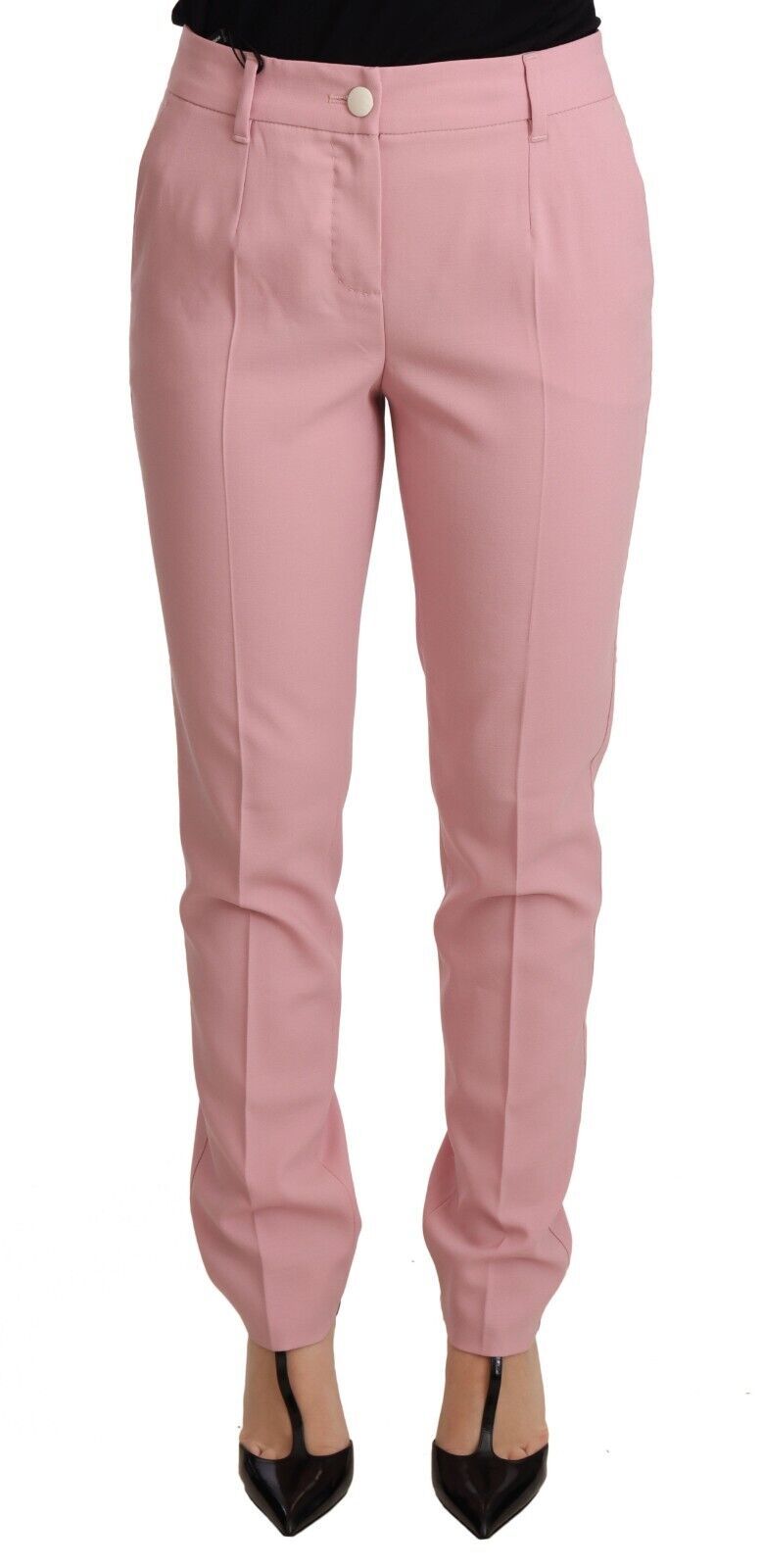 Pantalones elegantes de lana de corte cónico en color rosa