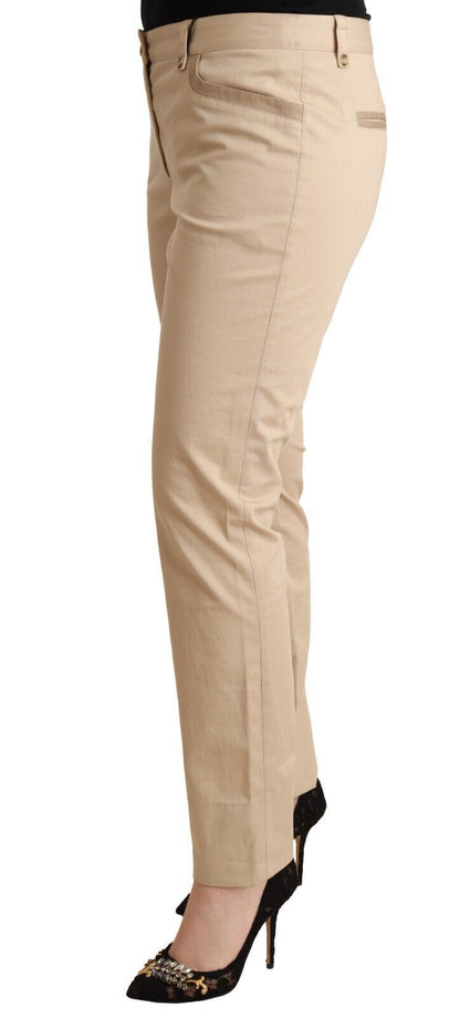 Elegante beige Skinny-Hose aus Baumwoll-Stretch