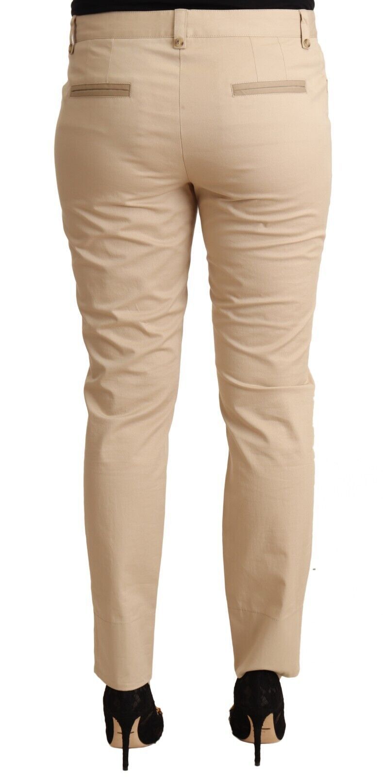 Elegante beige Skinny-Hose aus Baumwoll-Stretch