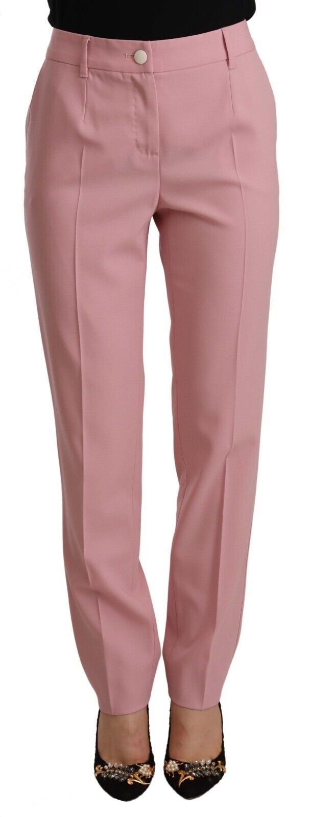 Pantalones elegantes de cintura alta en color rosa