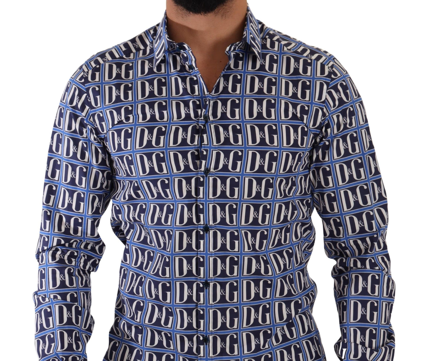 Camisa de algodón con logo azul y corte entallado