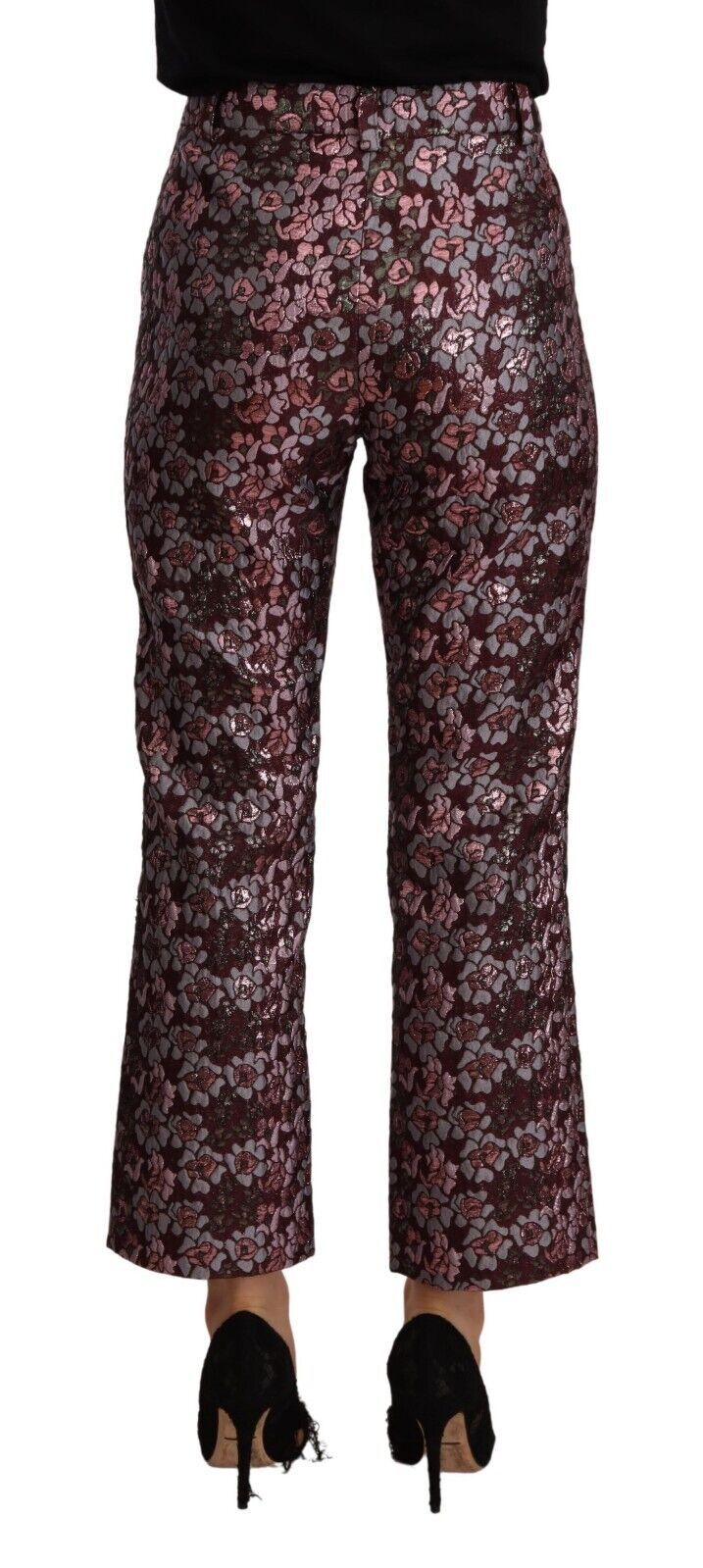 Pantalones capri acampanados de talle alto con diseño de jacquard