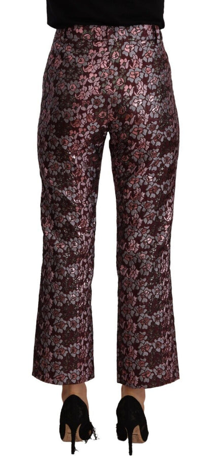 Pantalones capri acampanados de talle alto con diseño de jacquard