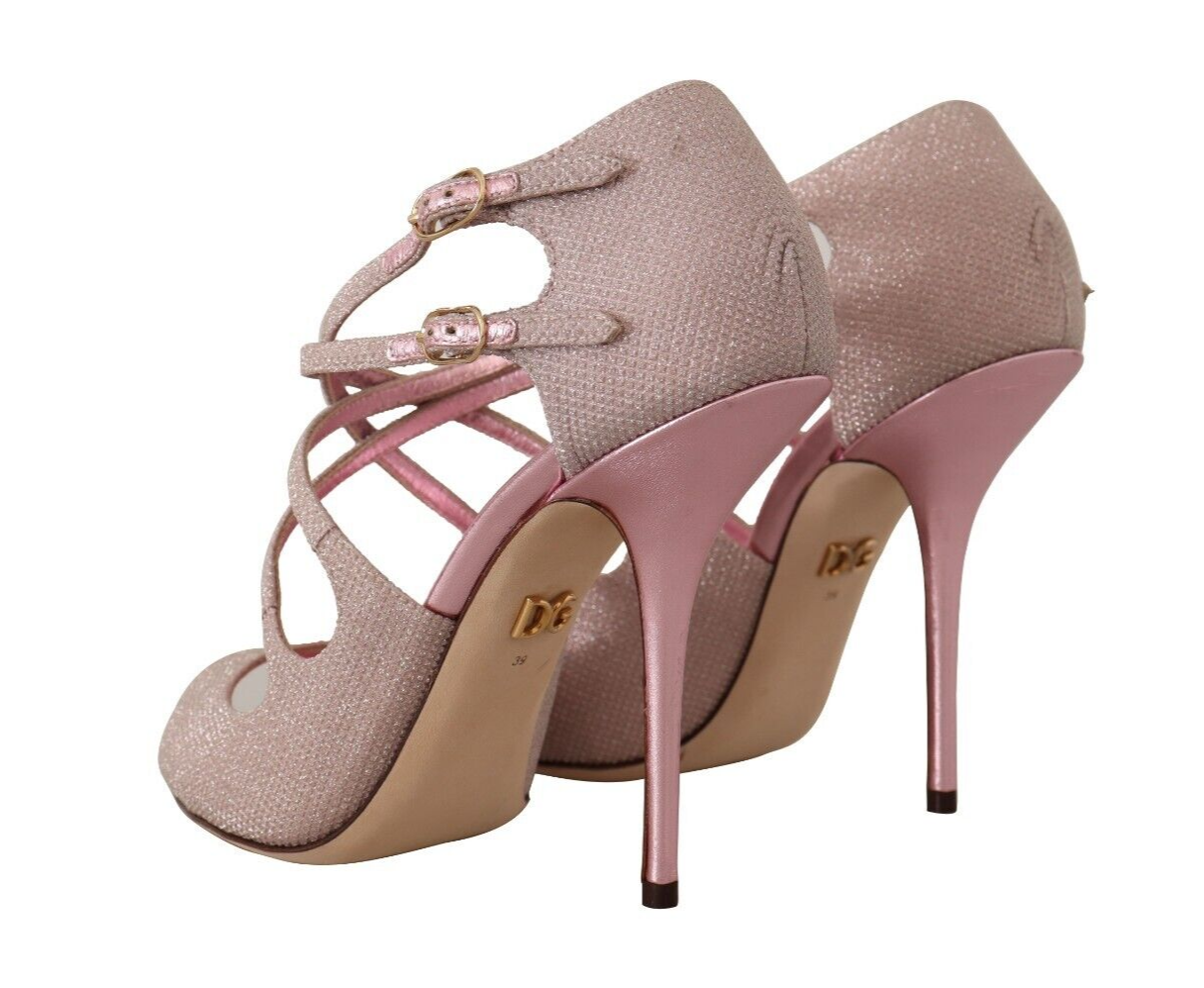 Pink Glitter Peep Toe High Heels Sandals