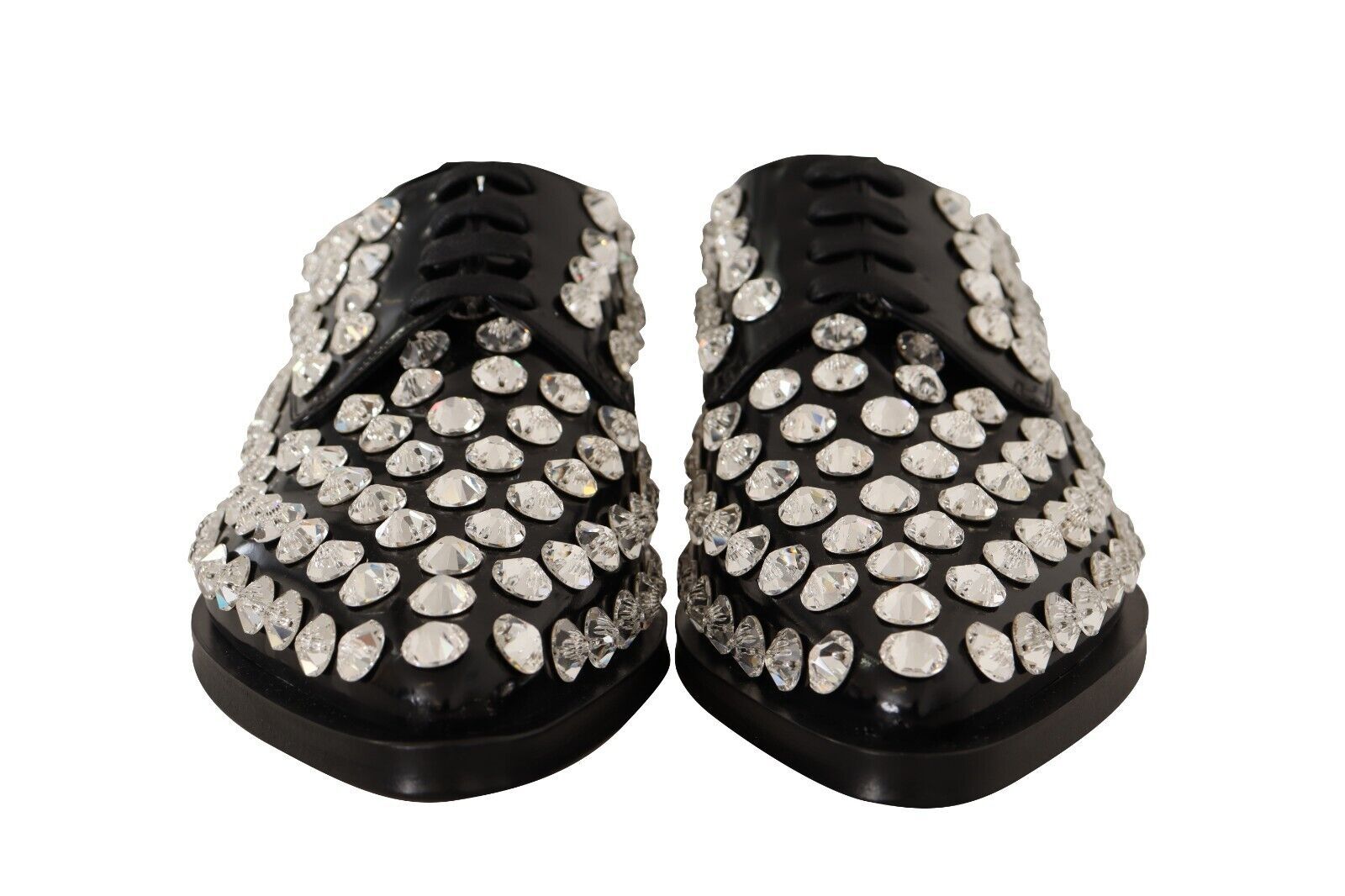 Crystal-Embellished Leather Formal Flats