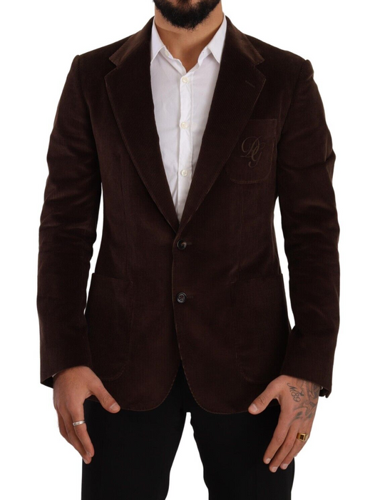 Eleganter brauner Cord-Slim-Fit-Blazer