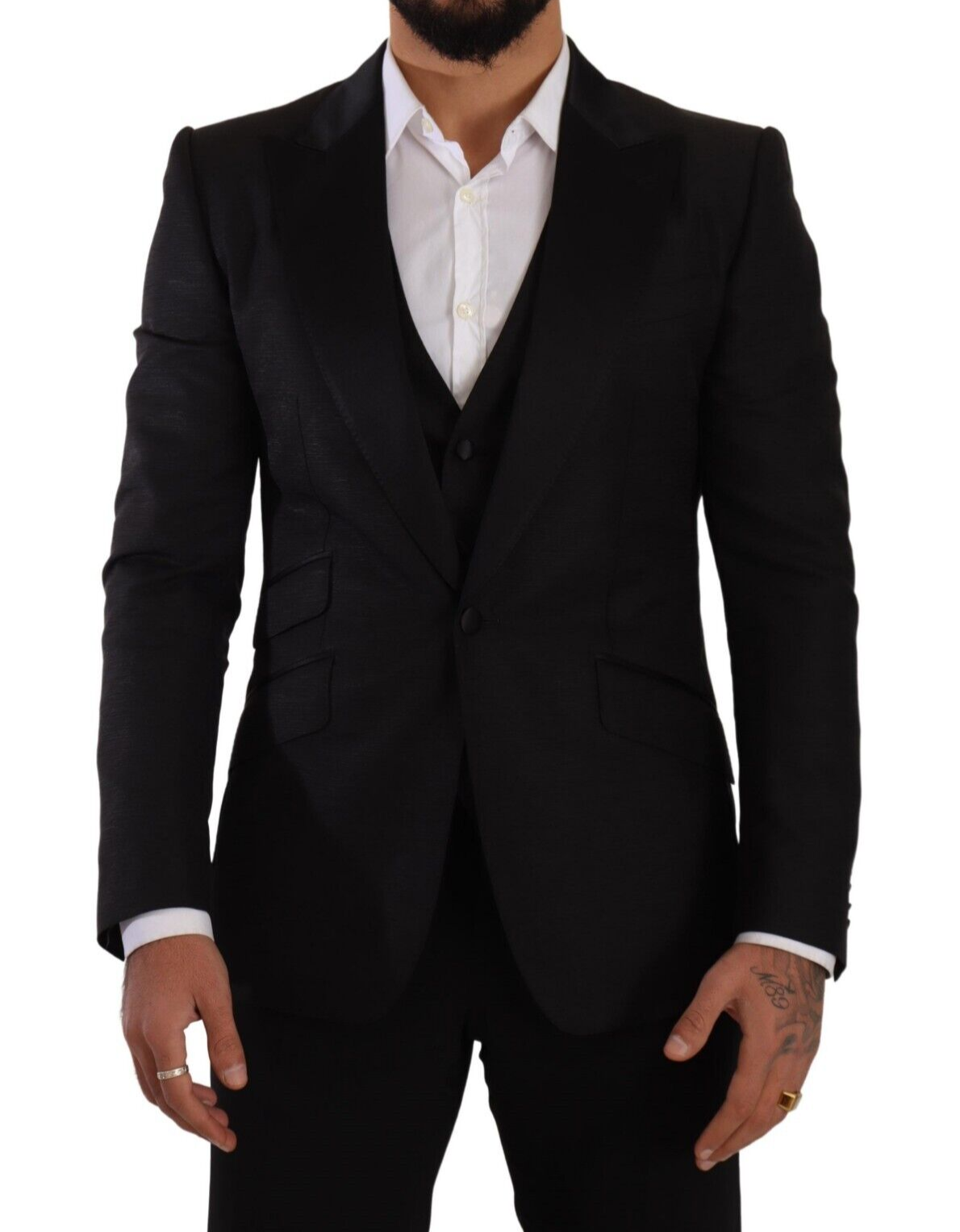 Conjunto de traje negro de corte entallado Sicilia