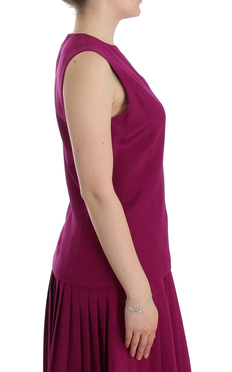 Stunning Silk Sleeveless Purple Blouse