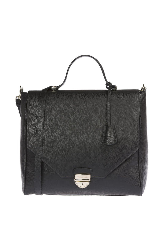 Bolso de mano de piel negra para mujer