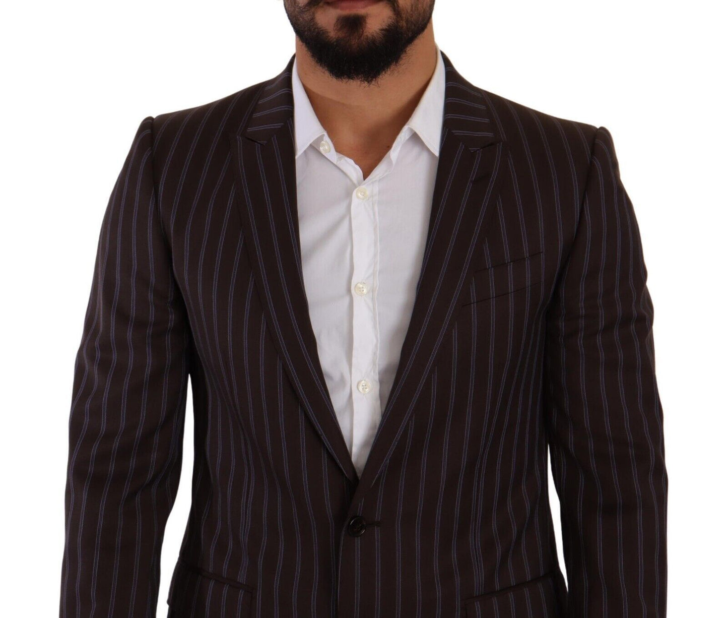 Elegant Maroon Striped Slim Fit Suit