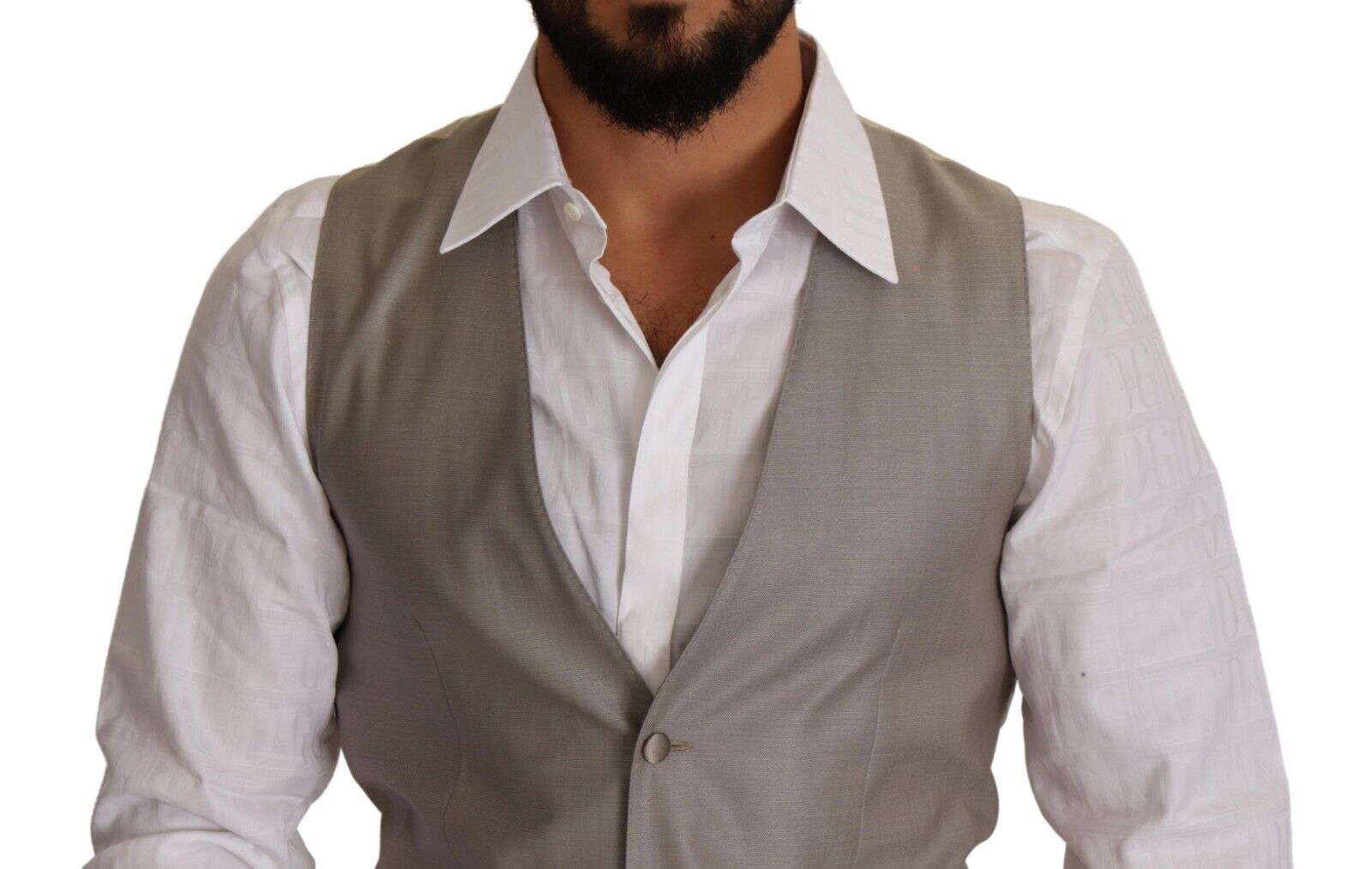 Elegant Single Breasted Dress Vest in Beige