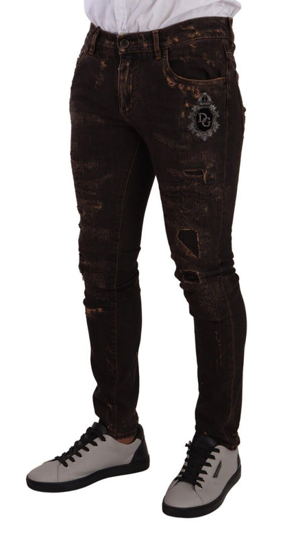 Slim Fit Skinny-Jeans aus Distressed-Denim