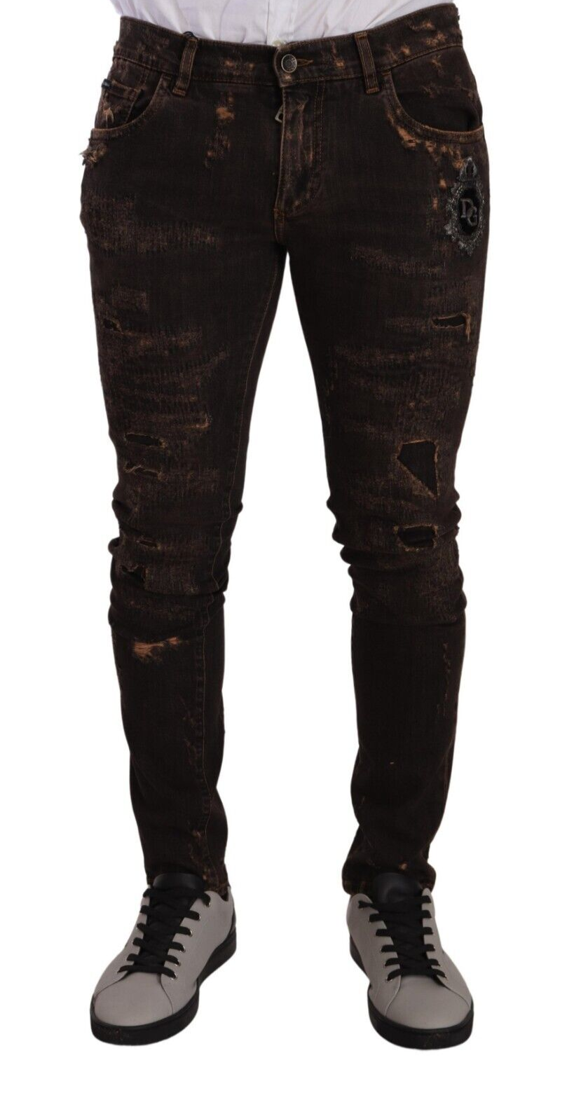 Slim Fit Skinny-Jeans aus Distressed-Denim