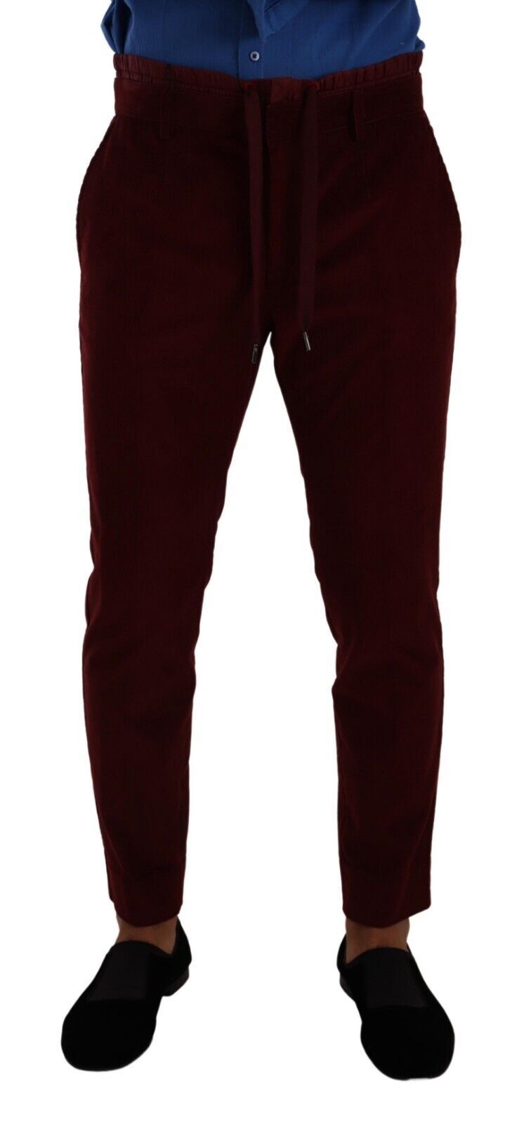 Elegant Bordeaux Velvet Dress Trousers