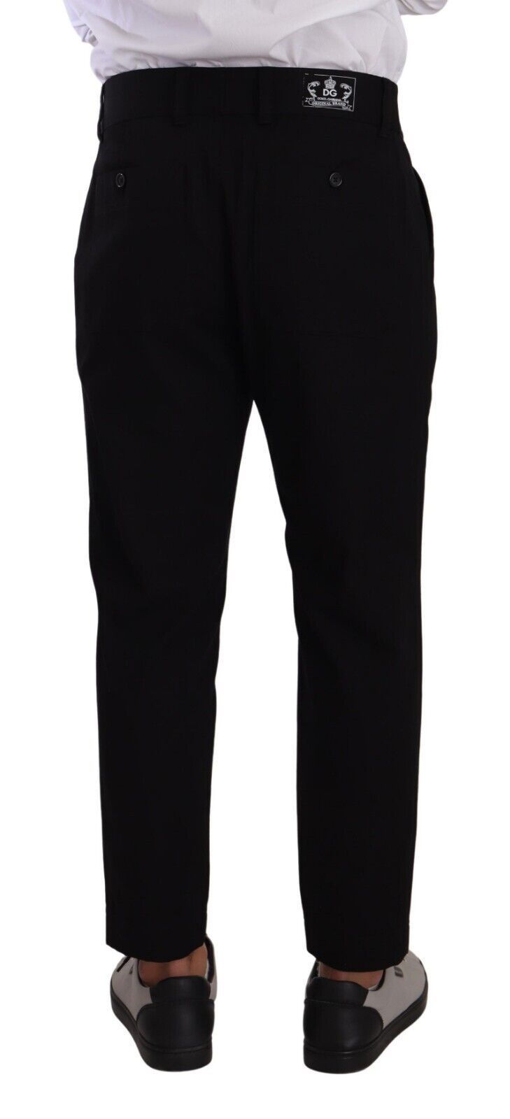 Pantalones chinos elegantes de algodón negro con corte cónico