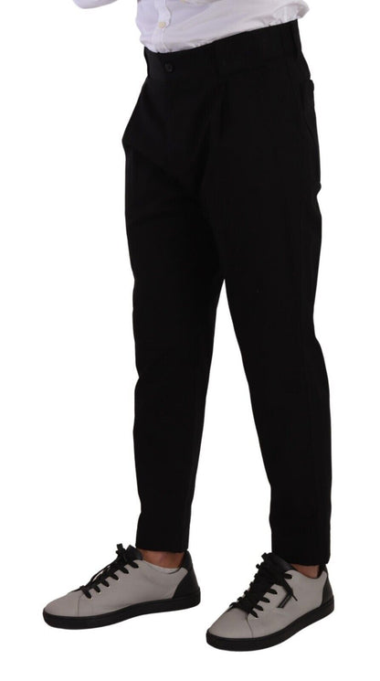 Pantalones chinos elegantes de algodón negro con corte cónico