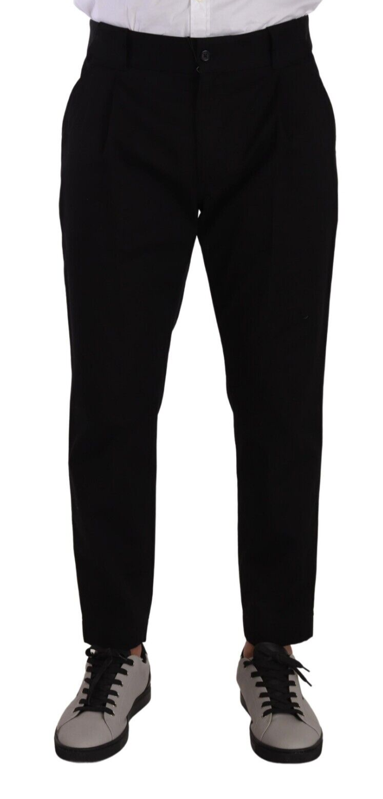 Pantalones chinos elegantes de algodón negro con corte cónico