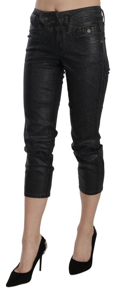 Schicke schwarze Cropped-Jeans mit mittlerer Taille