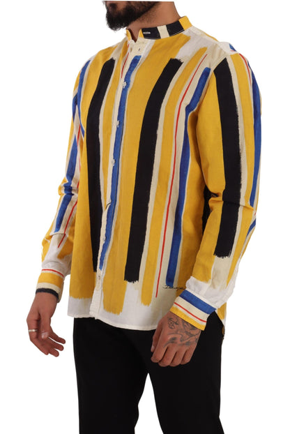 Elegantes gelb gestreiftes Henley-Shirt