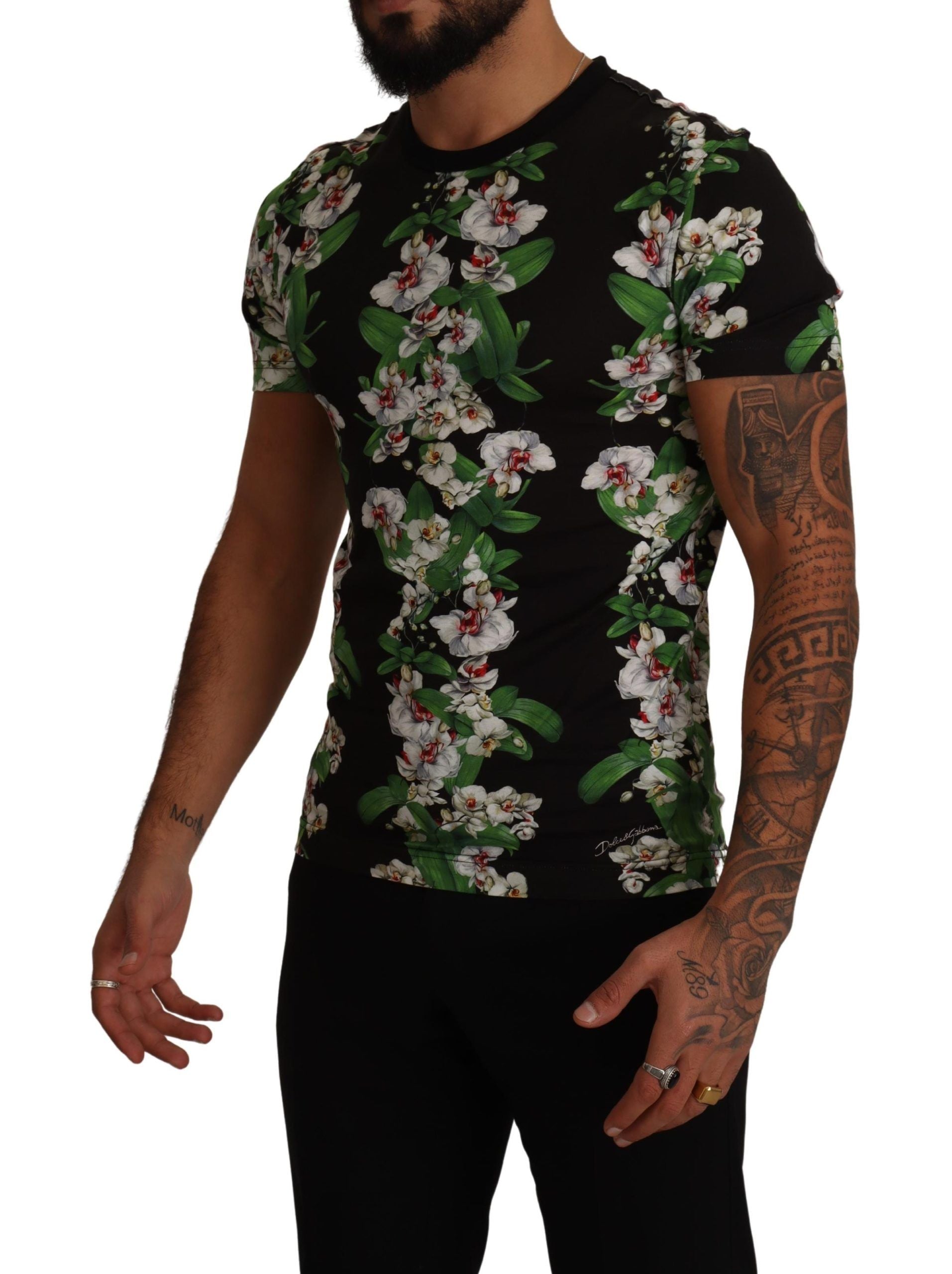 Elegantes florales Rundhals-T-Shirt für Männer