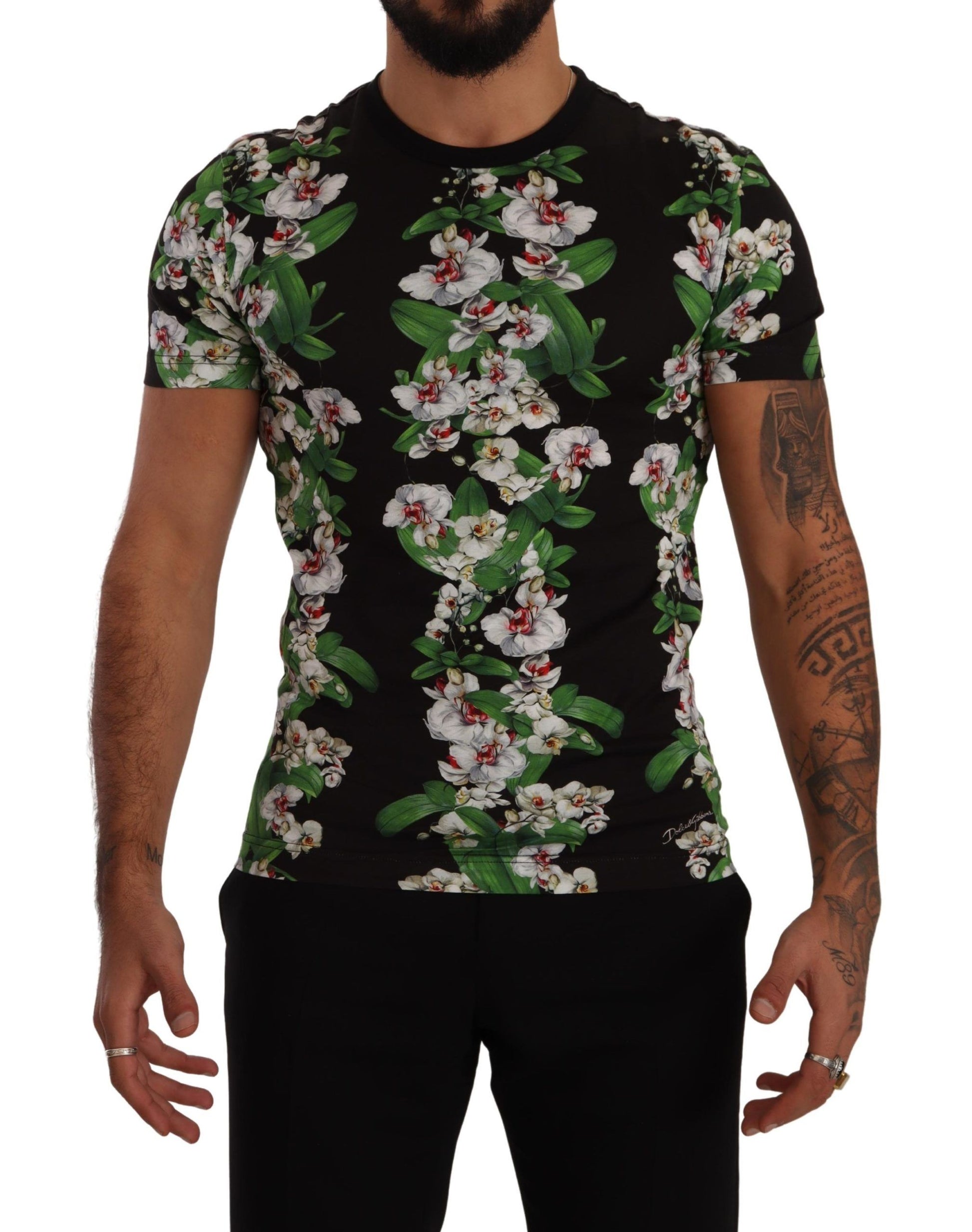 Elegantes florales Rundhals-T-Shirt für Männer