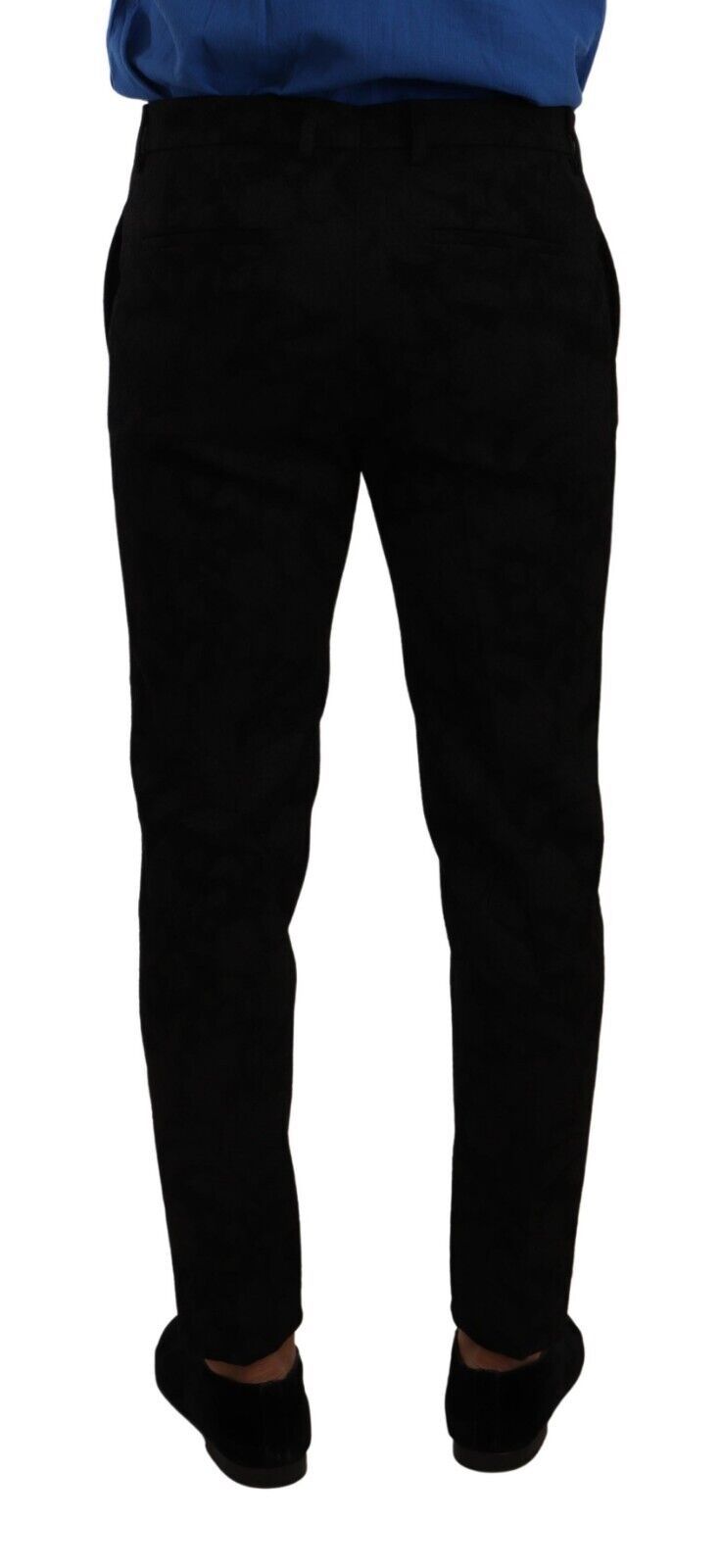 Pantalones de vestir elegantes de corte ajustado en brocado negro