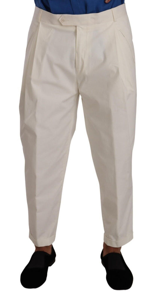 Pantalones de vestir elegantes de algodón elástico blanco