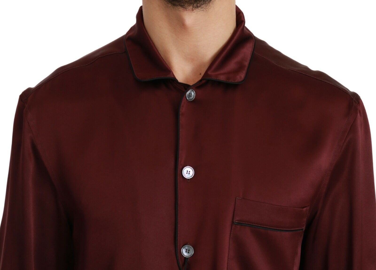 Bordeaux Silk Pajama-Inspired Shirt