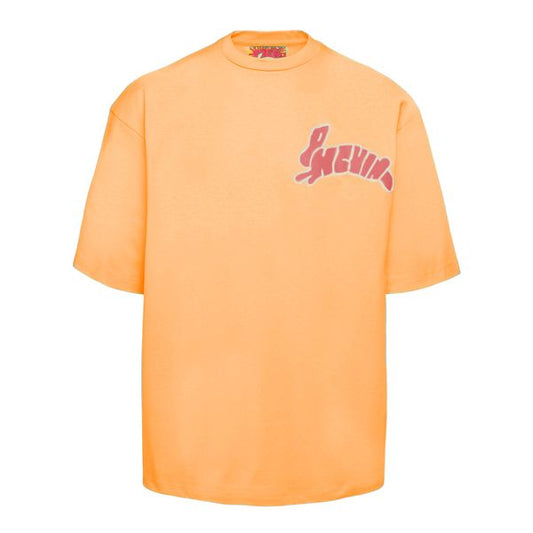 Camiseta con cuello redondo y gráfico en color naranja vibrante