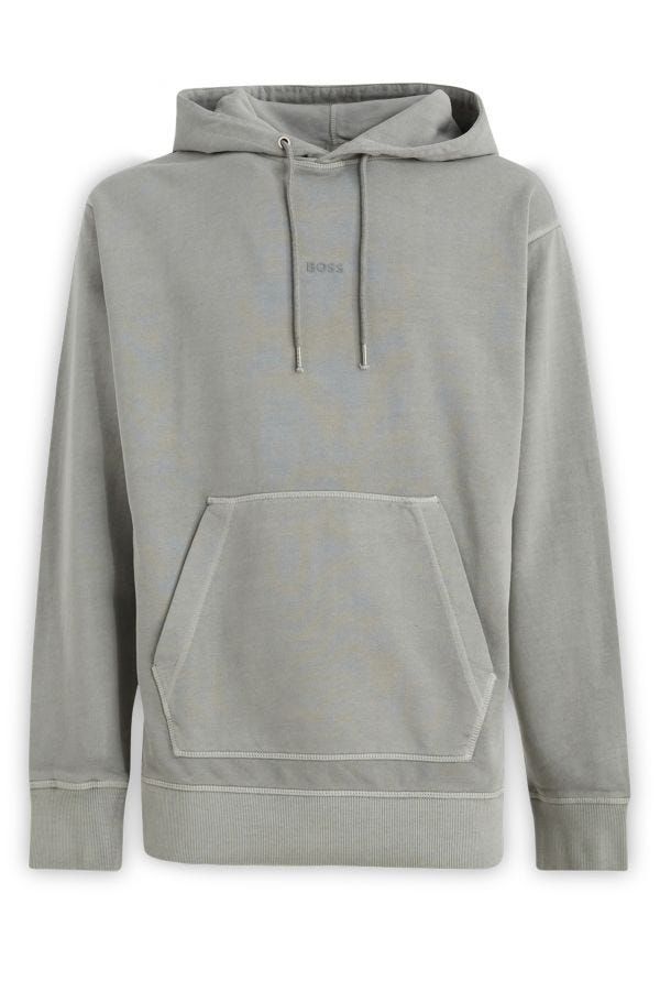 Sudadera elegante de algodón gris con capucha