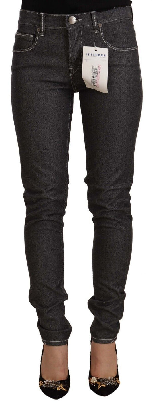 Chic Mid Waist Skinny Black Jeans