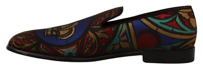 Multicolor Jacquard Slide-On Loafer Slippers