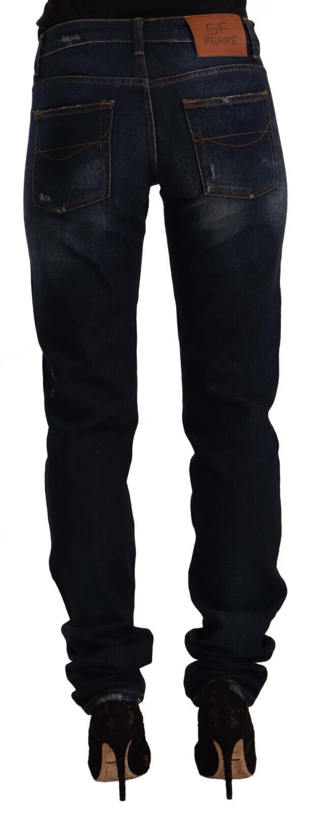 Schicke Skinny Jeans mit mittlerer Taille in dunkelblauer Waschung