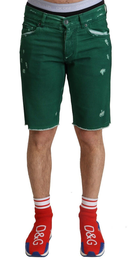 Schicke grüne Denim-Bermudashorts