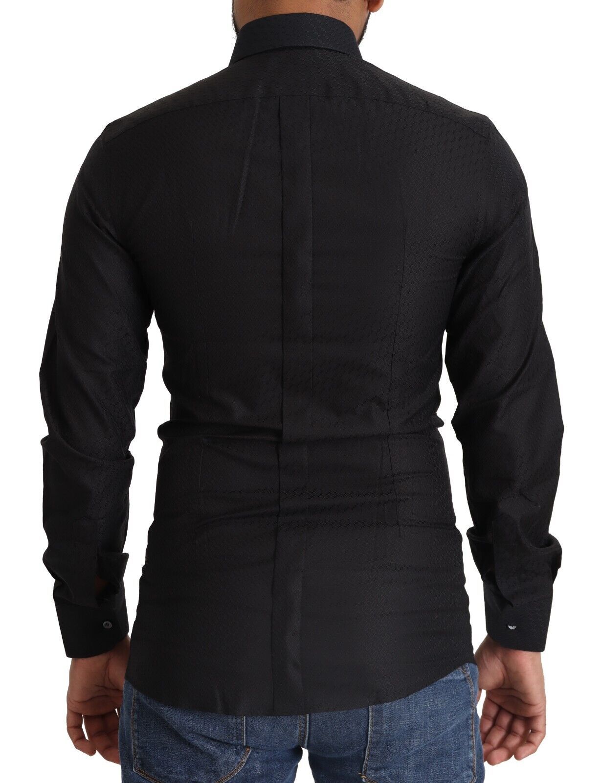 Camisa elegante de algodón negra y dorada