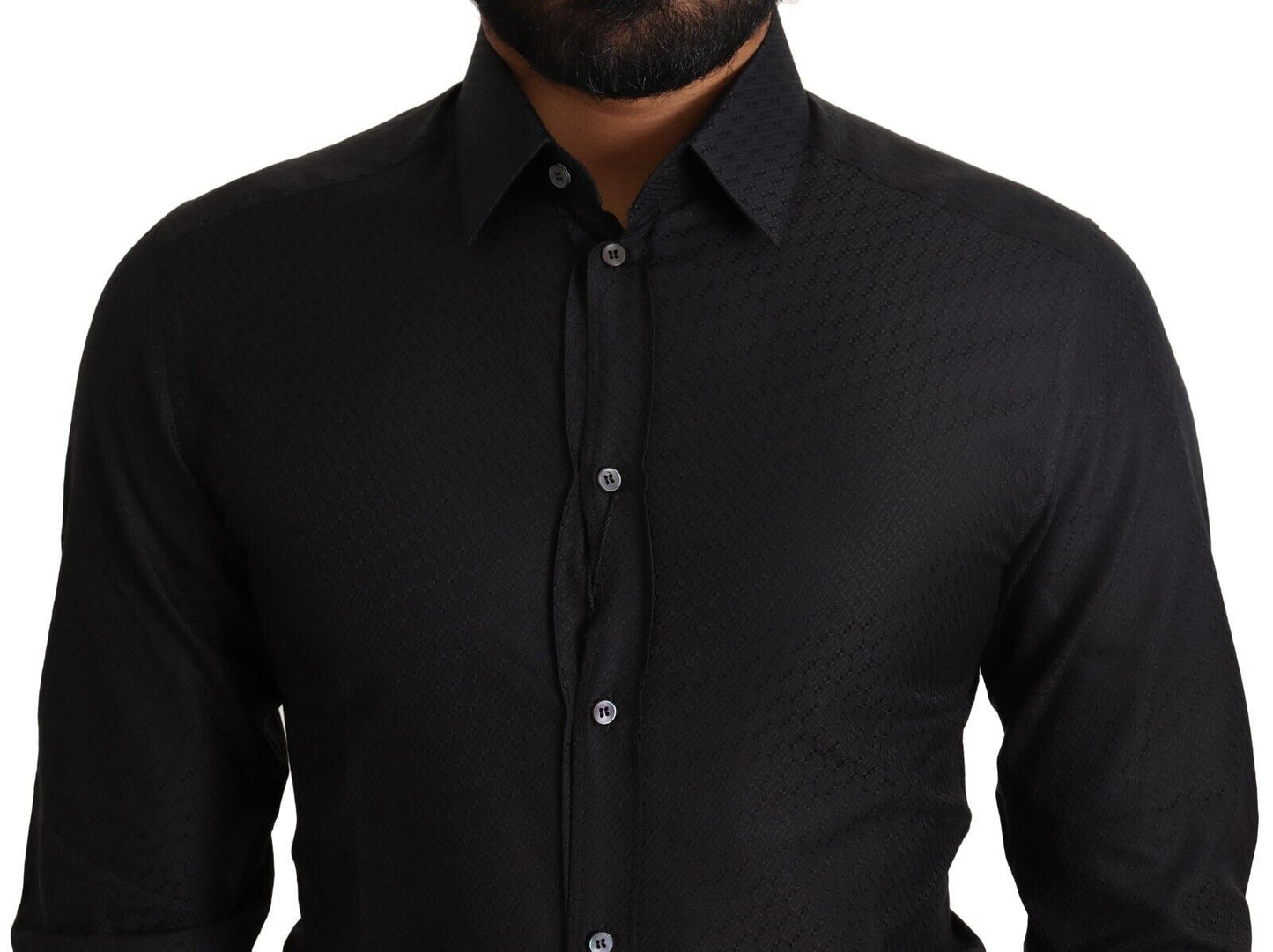 Camisa elegante de algodón negra y dorada