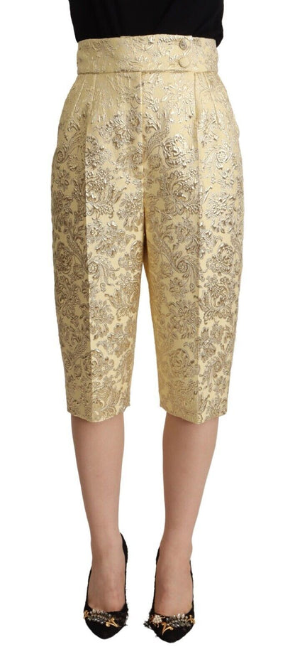 Elegante beige High-Waist-Crop-Hose