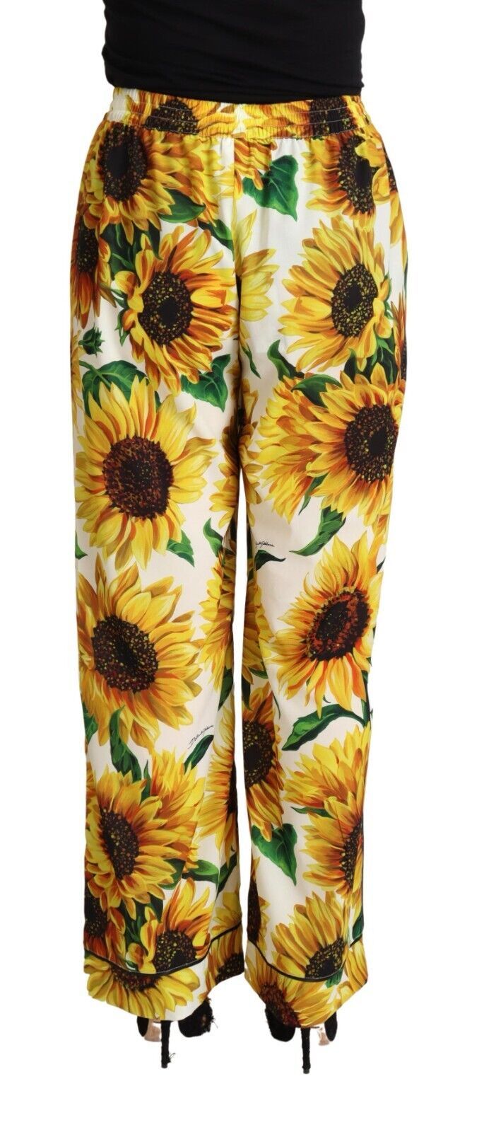 Pantalones anchos elegantes con estampado de girasoles