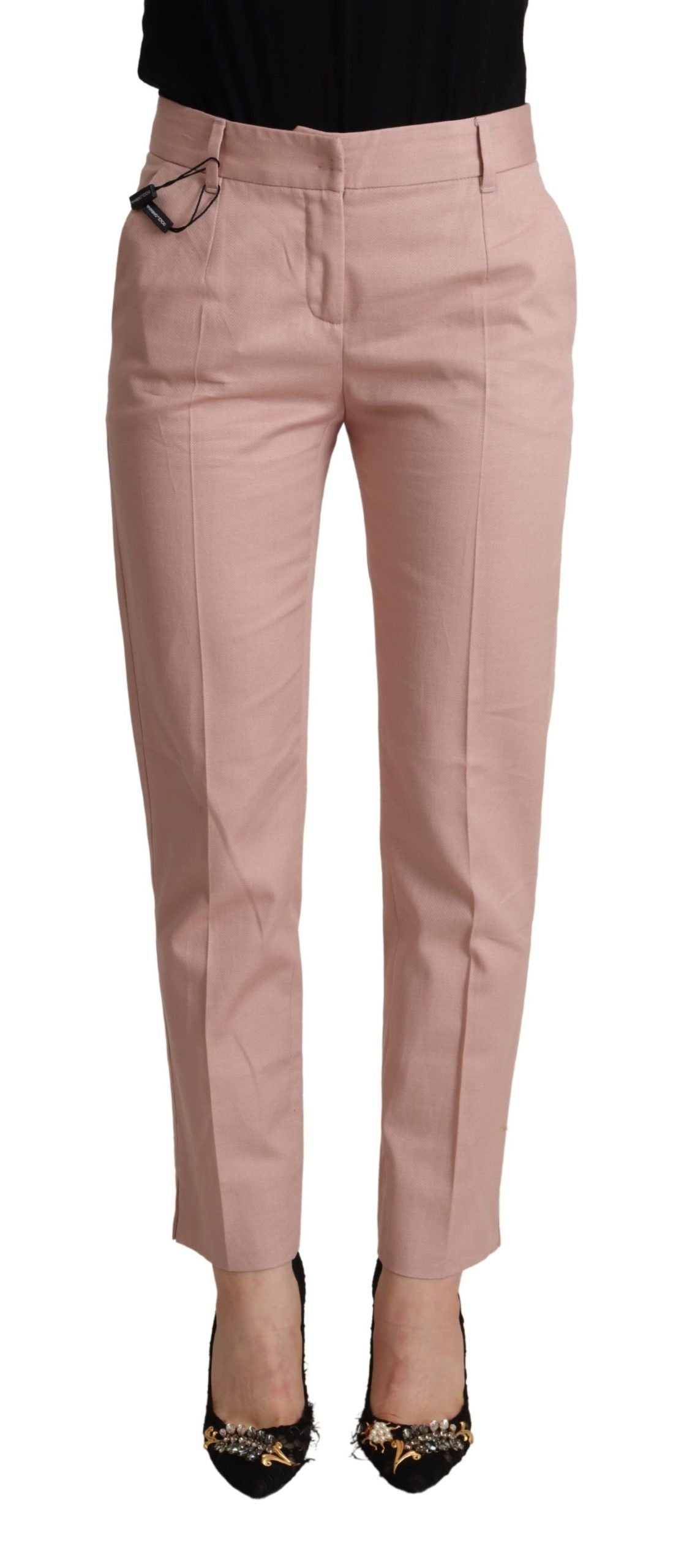 Pantalones elegantes de color rosa con corte cónico para un estilo sofisticado