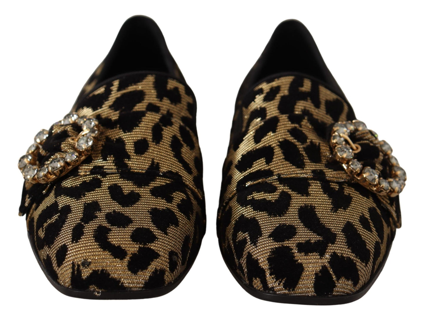 Elegante Loafer mit Leopardenmuster und Kristallsteinen