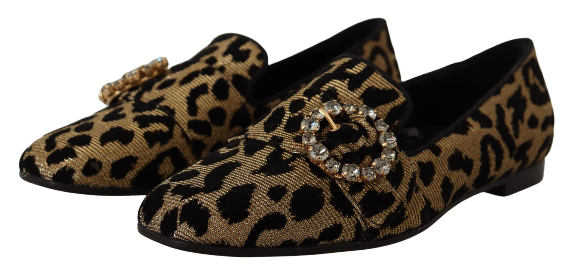 Elegante Loafer mit Leopardenmuster und Kristallsteinen