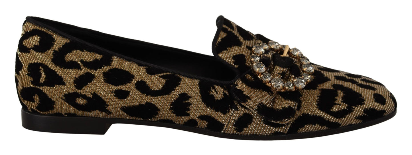 Elegante Loafer mit Leopardenmuster und Kristallsteinen