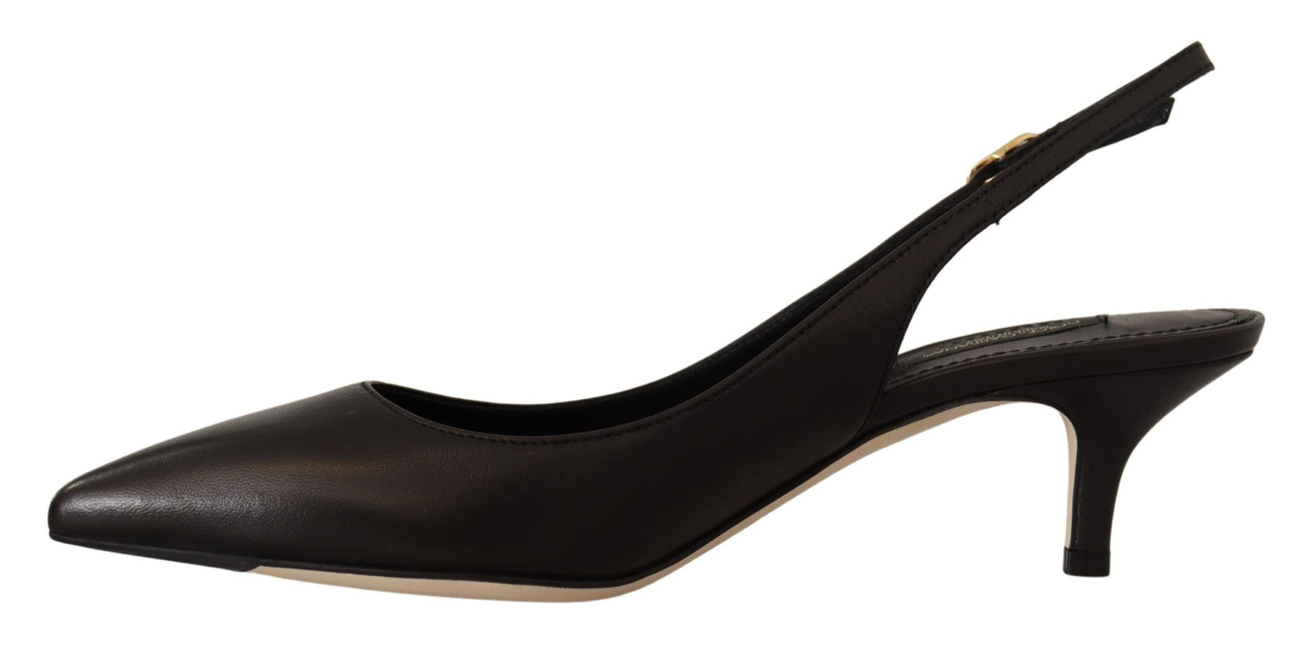 Elegante schwarze Slingbacks aus Leder