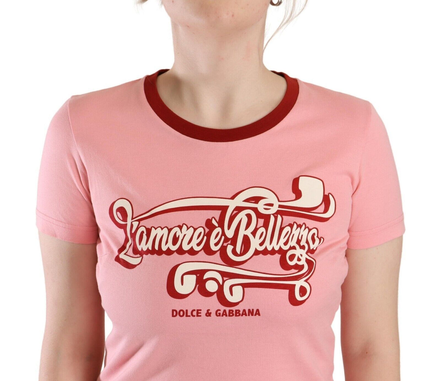 Schickes rosa T-Shirt mit Rundhalsausschnitt und Logo