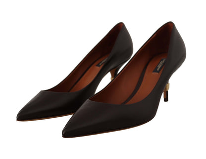 Elegante braune Leder Pumps mit Absatz