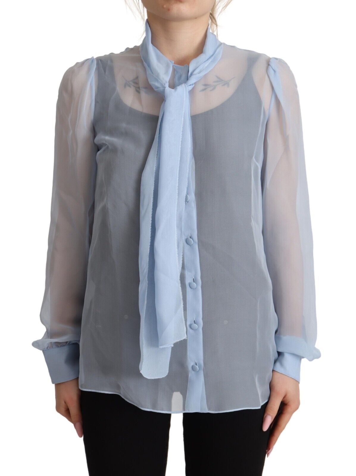 Elegante Seidenbluse mit Ascot-Kragen