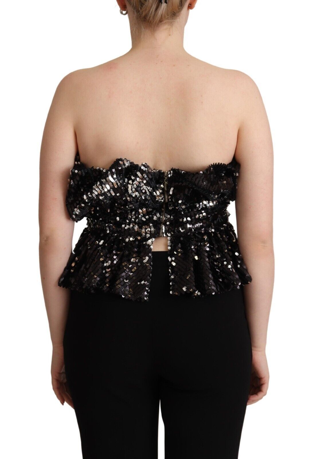 Elegant Strapless Sequined Top