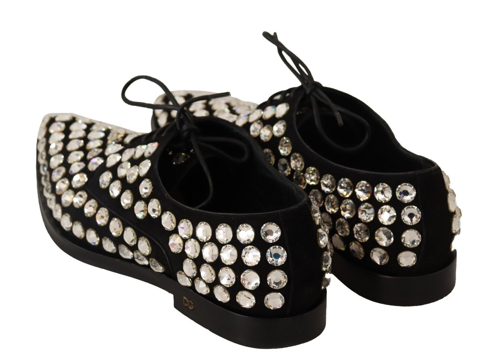 Elegant Crystal-Embellished Lace-Up Flats